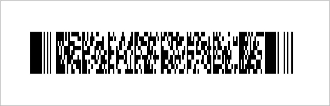 A close-up of a PDF417 barcode, the dense rectangular stack of thin stripes, from the sample closing disclosure